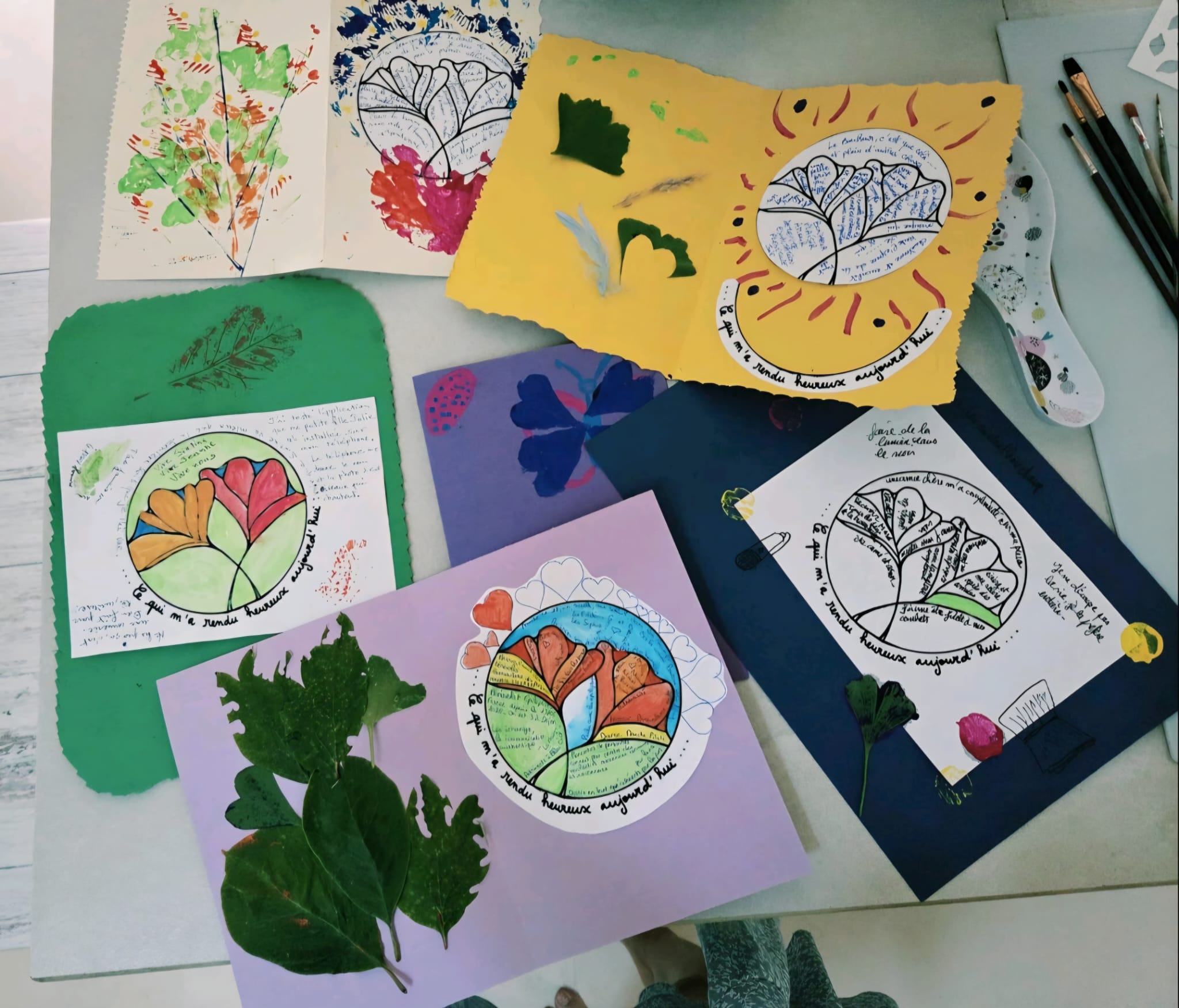 Feuilles de Ginkgo réalisées lors de l'atelier